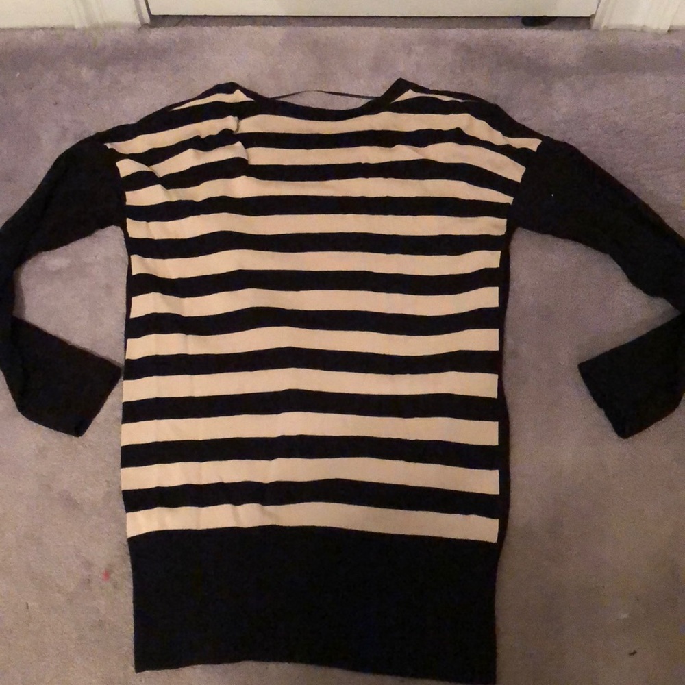 Long cardigan front black back tan black stripes